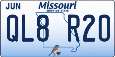 MO license plate QL8R2O
