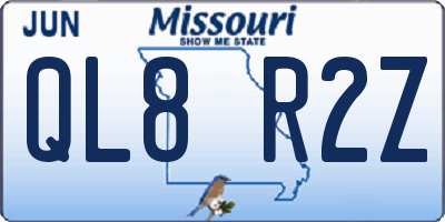 MO license plate QL8R2Z