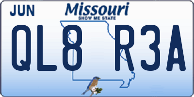 MO license plate QL8R3A