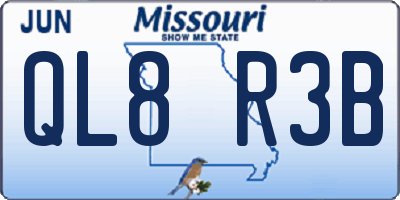 MO license plate QL8R3B
