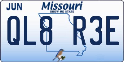 MO license plate QL8R3E