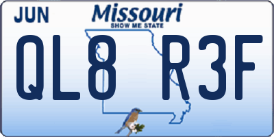 MO license plate QL8R3F