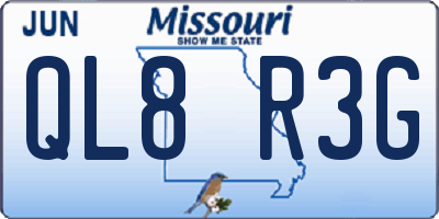 MO license plate QL8R3G
