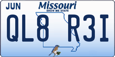 MO license plate QL8R3I