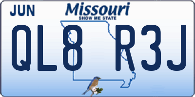 MO license plate QL8R3J