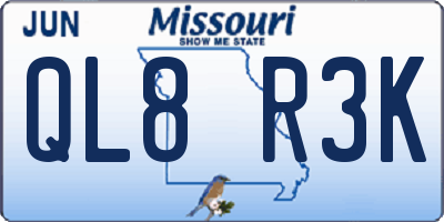 MO license plate QL8R3K