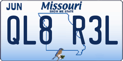MO license plate QL8R3L