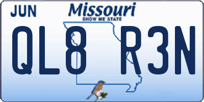 MO license plate QL8R3N