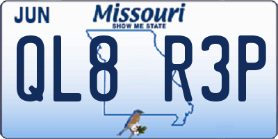 MO license plate QL8R3P