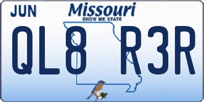 MO license plate QL8R3R