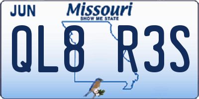 MO license plate QL8R3S