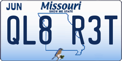 MO license plate QL8R3T
