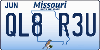 MO license plate QL8R3U