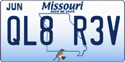 MO license plate QL8R3V