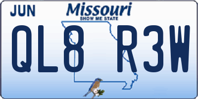 MO license plate QL8R3W