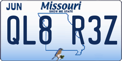 MO license plate QL8R3Z