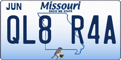 MO license plate QL8R4A