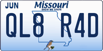 MO license plate QL8R4D