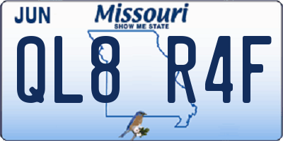 MO license plate QL8R4F