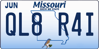 MO license plate QL8R4I