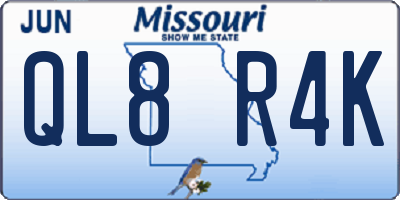 MO license plate QL8R4K