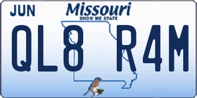 MO license plate QL8R4M