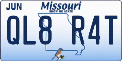 MO license plate QL8R4T
