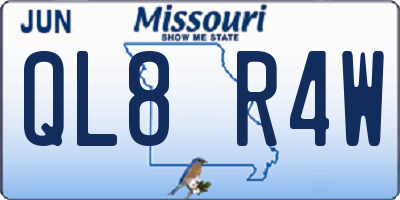 MO license plate QL8R4W