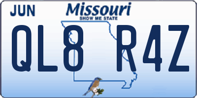 MO license plate QL8R4Z