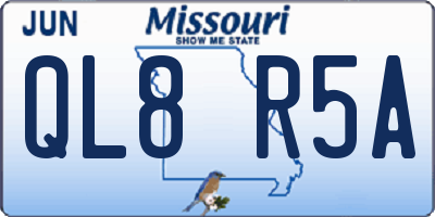 MO license plate QL8R5A