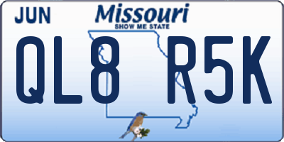 MO license plate QL8R5K