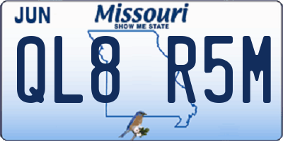 MO license plate QL8R5M