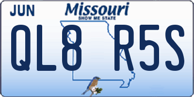 MO license plate QL8R5S