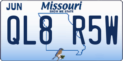 MO license plate QL8R5W