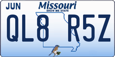 MO license plate QL8R5Z