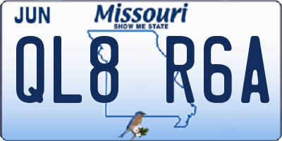 MO license plate QL8R6A
