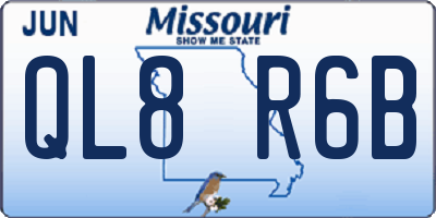 MO license plate QL8R6B