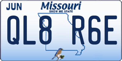 MO license plate QL8R6E