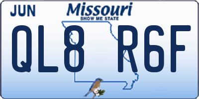MO license plate QL8R6F