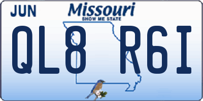 MO license plate QL8R6I