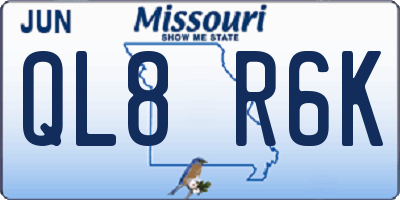 MO license plate QL8R6K