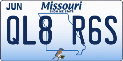 MO license plate QL8R6S