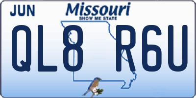 MO license plate QL8R6U