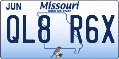 MO license plate QL8R6X