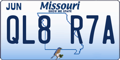 MO license plate QL8R7A