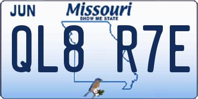 MO license plate QL8R7E