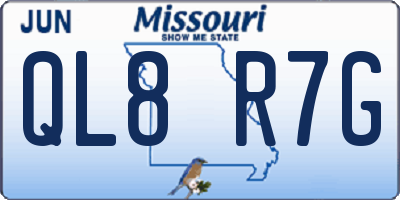 MO license plate QL8R7G