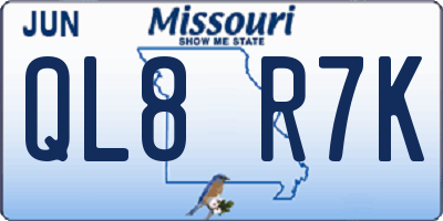 MO license plate QL8R7K