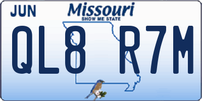MO license plate QL8R7M