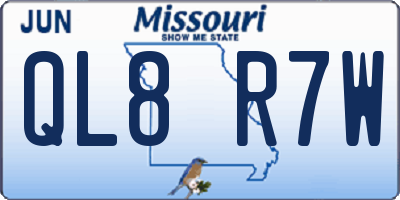 MO license plate QL8R7W